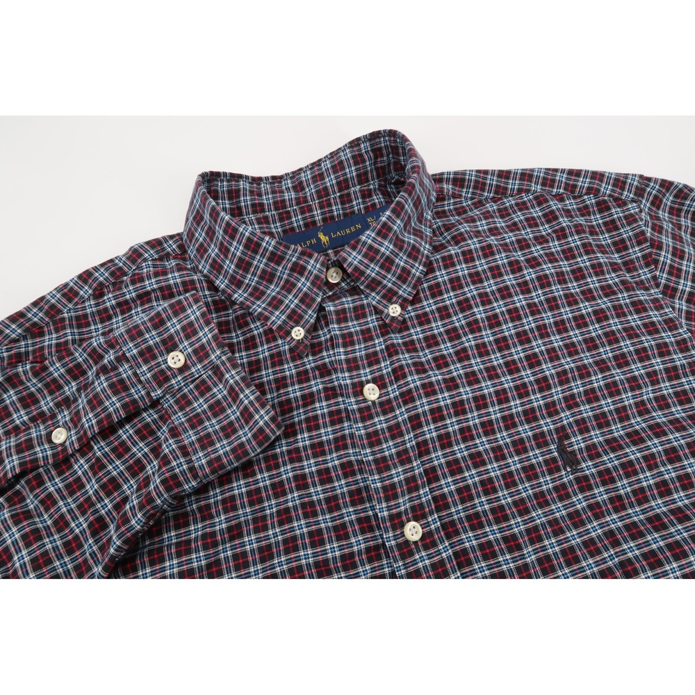 Polo Ralph Lauren Button Down Shirt Mens XL Black Red Plaid Long Sleeve Pony